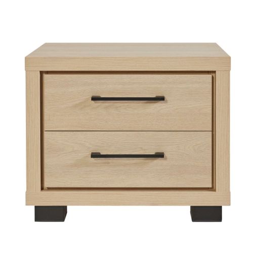 Ensemble Lit 160x200cm Avec éclairage LED + 2 Chevets Aspect Bois Et Noir - Ludy