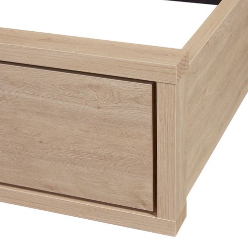 Ensemble Lit 160x200cm Avec éclairage LED + 2 Chevets Aspect Bois Et Noir - Ludy