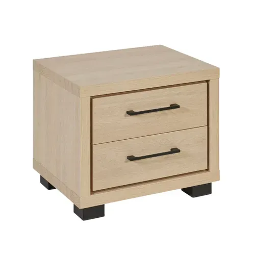 Chambre Complète Lit 160x200cm Avec éclairage LED + 2 Chevets + Commode + Armoire Aspect Bois Et No