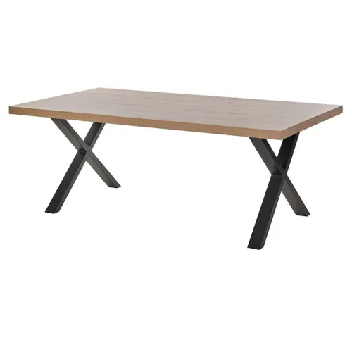 Ensemble Séjour Table Repas 170cm Piètement X + Buffet Aspect Bois Finition Hudson Oak - Uridson
