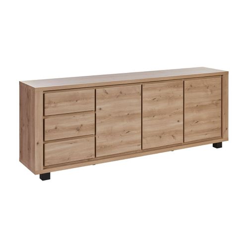 Ensemble Séjour Table Repas 170cm Piètement X + Buffet Aspect Bois Finition Hudson Oak - Uridson
