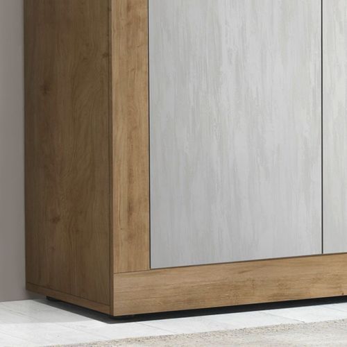 Buffet 2 Portes Aspect Bois Finition Cadiz Façades Blanc Texturées - Otello