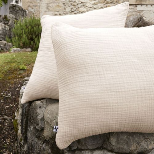 Taie D'oreiller 80x80cm Gaze De Coton Coloris Pampa - Inalia