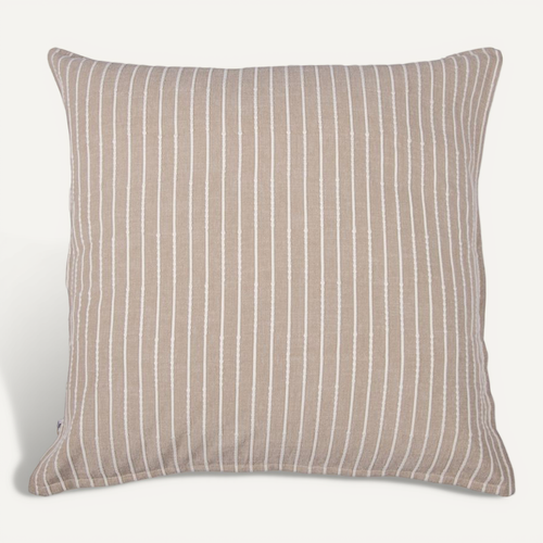 Taie D'oreiller 60x60cm Coton Tissage Texturé Coloris Beige Et Blanc - Timea