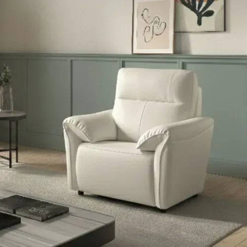 Fauteuil Relax Electrique Cuir Blanc - Mazaro
