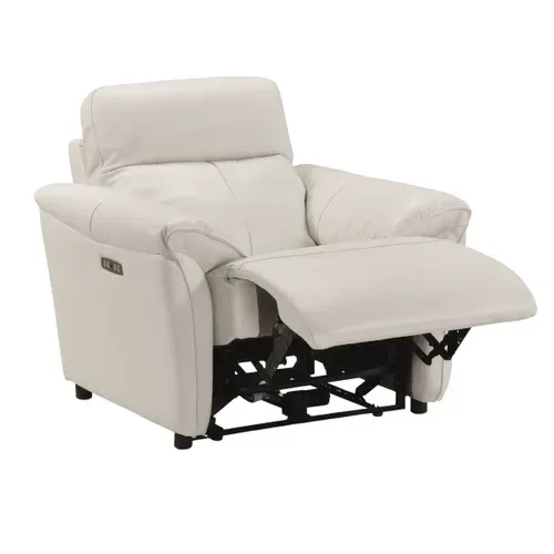 Fauteuil Relax Electrique Cuir Blanc - Mazaro