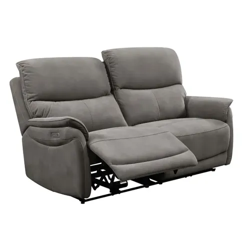 Canapé 2,5 Places Relax électrique Tissu Polyester Imitation Peau Gris Foncé - Sultan