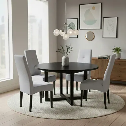 Lot De 6 Chaises Tissu Gris Clair Capitonnées - Oksana