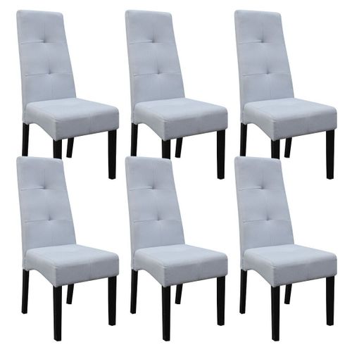 Lot De 6 Chaises Tissu Gris Clair Capitonnées - Oksana