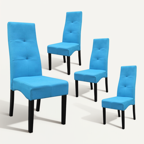 Lot De 4 Chaises Tissu Bleu Turquoise Capitonnées - Oksana