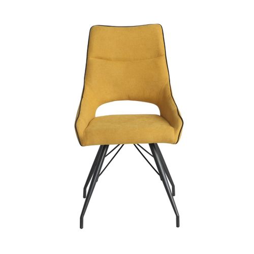 Lot De 2 Chaises Tissu Coloris Jaune Pieds Métal Laqué Gris - Silouan