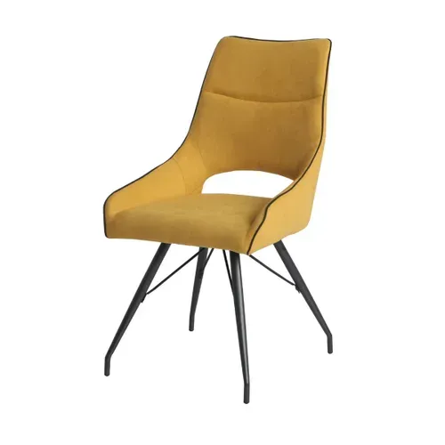 Lot De 2 Chaises Tissu Coloris Jaune Pieds Métal Laqué Gris - Silouan