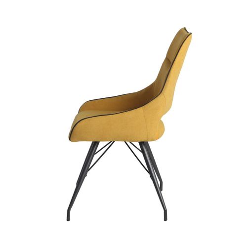 Lot De 2 Chaises Tissu Coloris Jaune Pieds Métal Laqué Gris - Silouan