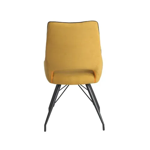 Lot De 2 Chaises Tissu Coloris Jaune Pieds Métal Laqué Gris - Silouan