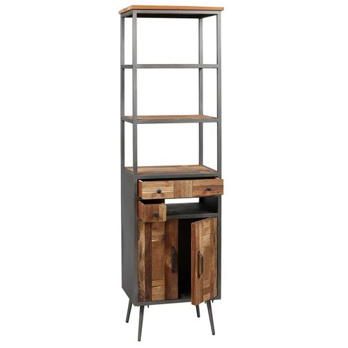 Meuble De Rangement 2 Portes 2 Tiroirs Acier Et Bois Massif - Leonard