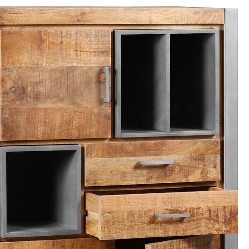 Buffet 3 Portes 2 Tiroirs En Bois Massif Recyclé Et Acier Patiné - Mangovre
