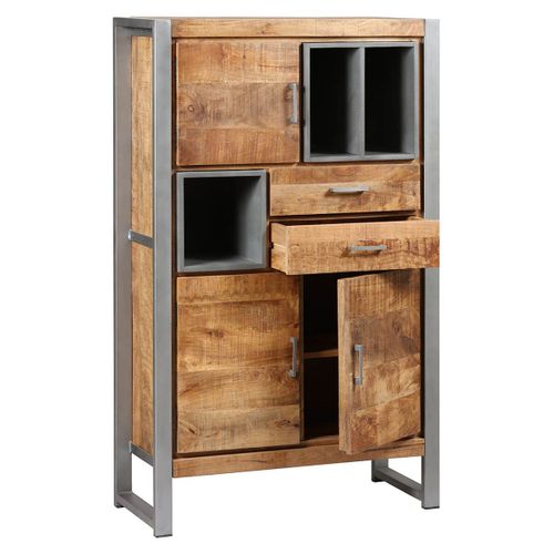 Buffet 3 Portes 2 Tiroirs En Bois Massif Recyclé Et Acier Patiné - Mangovre