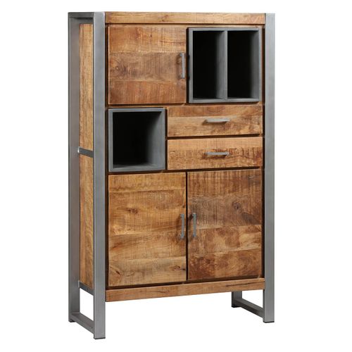 Buffet 3 Portes 2 Tiroirs En Bois Massif Recyclé Et Acier Patiné - Mangovre