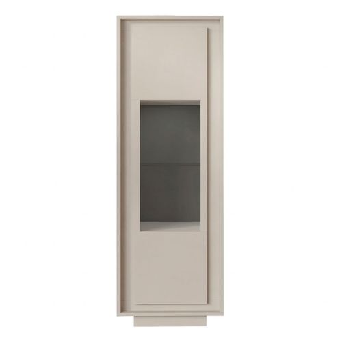 Vitrine 1 Porte Beige Poudré Et Verre Piètement Socle - Azonto