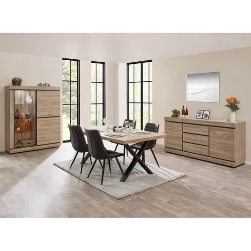 Buffet 2 Portes 3 Tiroirs Aspect Bois - Massire