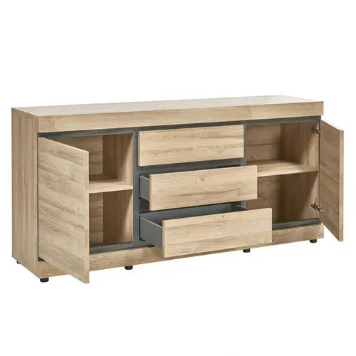 Buffet 2 Portes 3 Tiroirs Aspect Bois - Massire