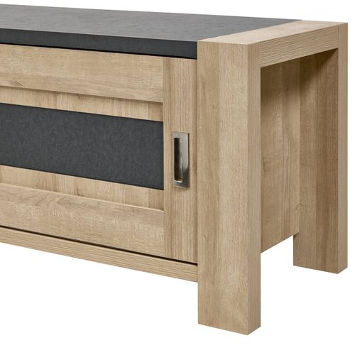 Meuble TV 1 Porte Coulissante Imitation Bois - Iris