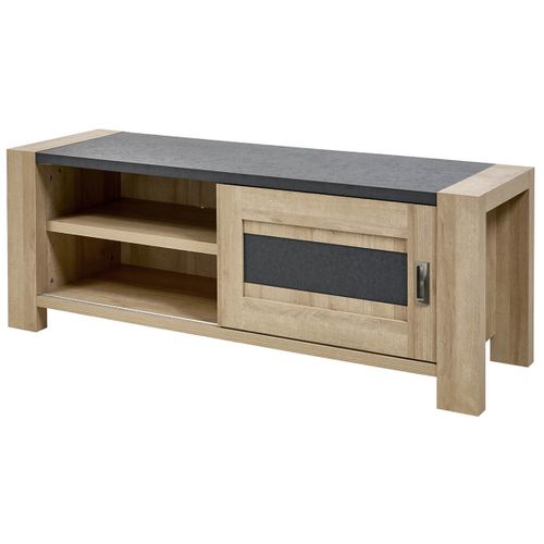 Meuble TV 1 Porte Coulissante Imitation Bois - Iris