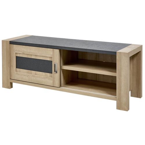 Meuble TV 1 Porte Coulissante Imitation Bois - Iris