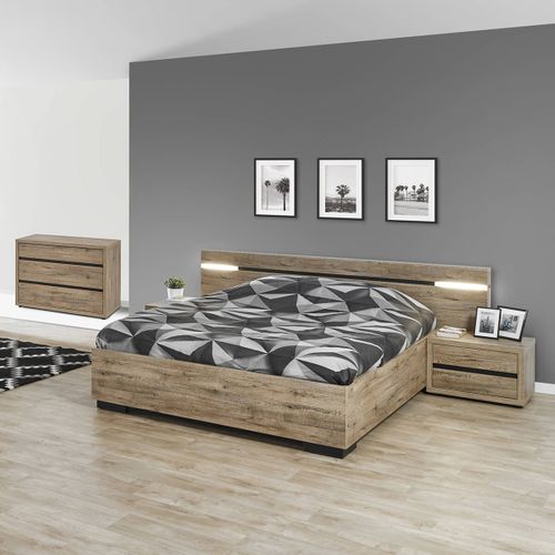 Chambre 180x200cm Avec Chevets Et Commode - Irisa