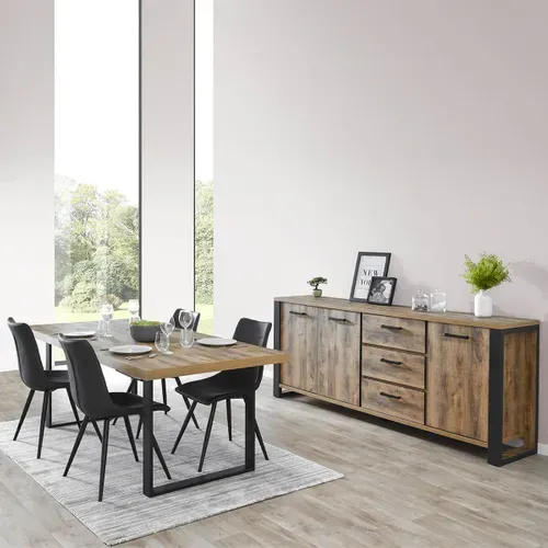 Ensemble Table 200cm + Buffet 3 Portes 3 Tiroirs - Kora