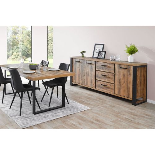 Ensemble Table 200cm + Buffet 3 Portes 3 Tiroirs - Kora