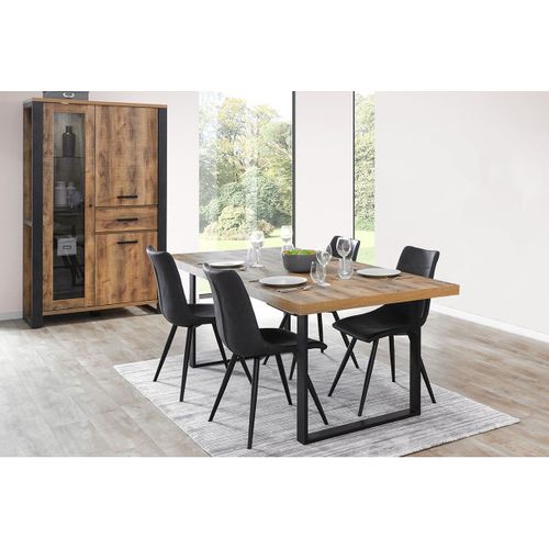Kora - Ensemble Table 170cm + Vitrine 3 Portes 1 Tiroir