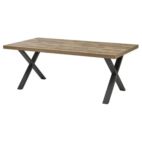 Jenna - Ensemble Séjour Aspect Bois Et Métal Avec Table 170cm