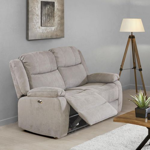 Canapé Relax Electrique 2 Places Tissu Gris Clair - Lorys
