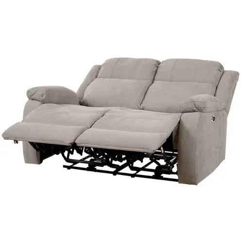 Canapé Relax Electrique 2 Places Tissu Gris Clair - Lorys