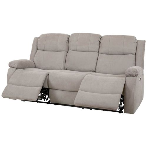 Canapé Relax Electrique 3 Places Tissu Gris Clair - Lorys