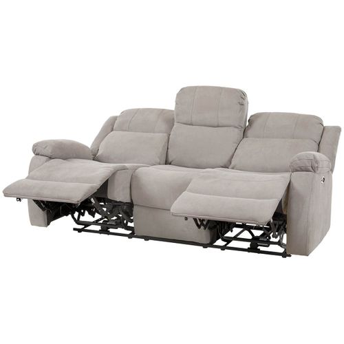 Canapé Relax Electrique 3 Places Tissu Gris Clair - Lorys