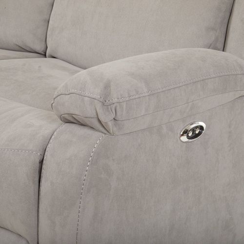Canapé Relax Electrique 3 Places Tissu Gris Clair - Lorys