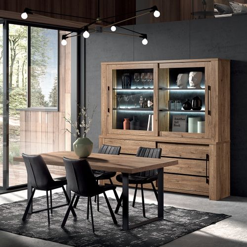 Ensemble Buffet-vaisselier + Table 170cm Aspect Bois - Nilla