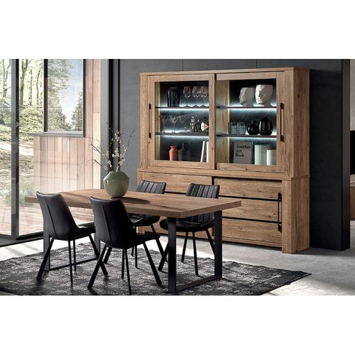 Ensemble Buffet-vaisselier + Table 230cm Aspect Bois - Nilla