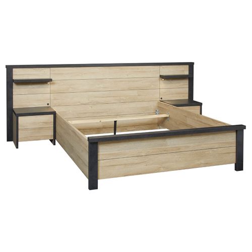 Chambre 160x200cm + Tête De Lit Avec LEDs + Chevets + Commode - Siwa