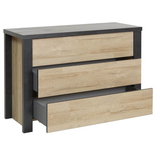 Chambre 160x200cm + Tête De Lit Avec LEDs + Chevets + Commode - Siwa