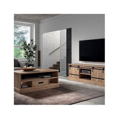 Cedra - Ensemble Salon Industriel Meuble TV + Table Basse