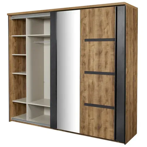 Armoire 2 Portes Coulissantes 217cm Effet Bois - Candas
