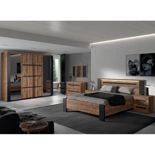 Armoire 2 Portes Coulissantes 217cm Effet Bois - Candas