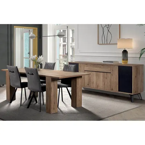 Table Allongeable 180-230cm Effet Bois Naturel Et Noir - Carson