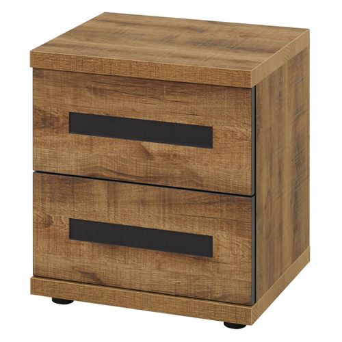 Chambre 140x200cm + Chevets + Commode Effet Bois - Candas