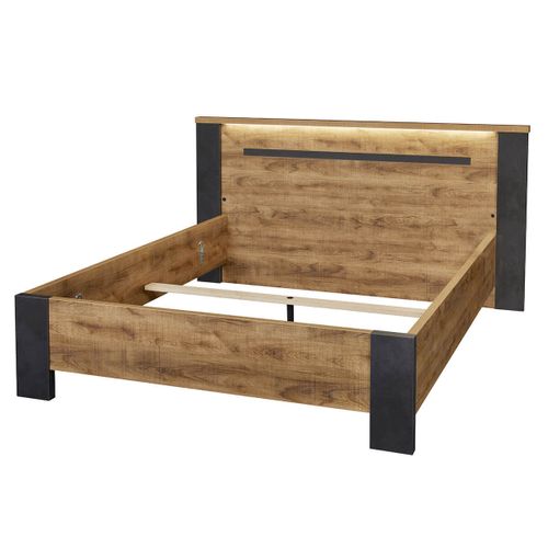 Chambre 140x200cm + Chevets + Commode Effet Bois - Candas