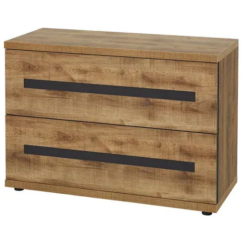 Chambre 140x200cm + Chevets + Commode Effet Bois - Candas