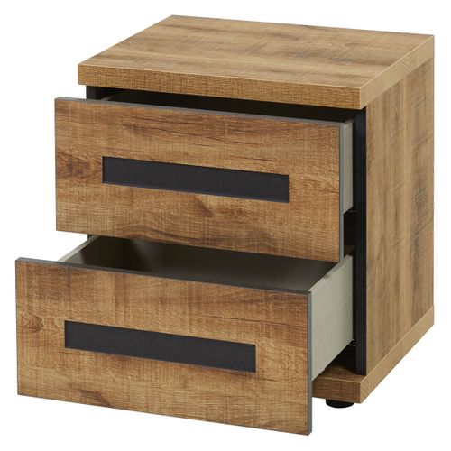 Chambre 140x200cm + Chevets + Commode Effet Bois - Candas